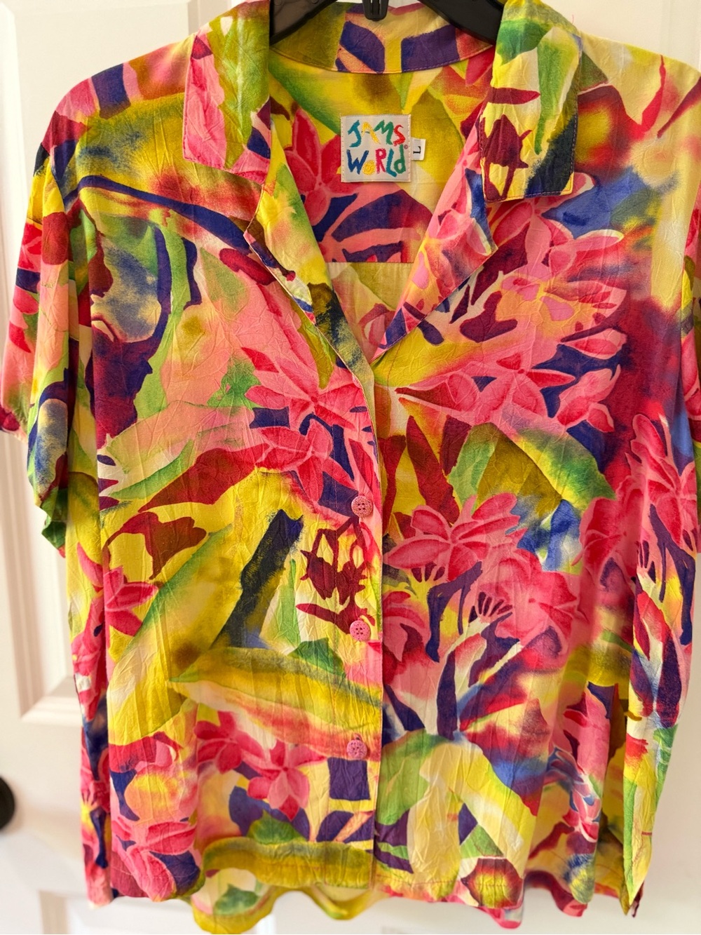 Jams World Multicolor Floral Button-Down Shirt - Pink, Yellow & Green